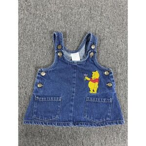 Vintage Disney Jumper Baby Girl 9mo Winnie the Pooh Denim Overall Dress 90s